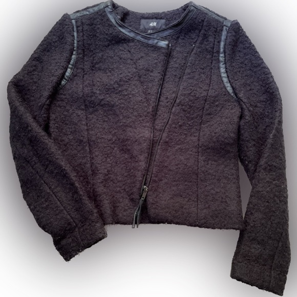 Size 6 black boiled wool jacket - Picture 1 of 7